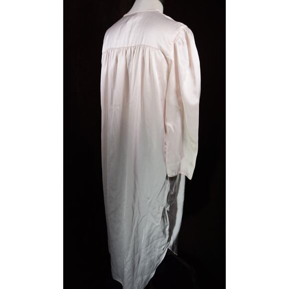 Flannel Backed Satin Night Gown Midi Lace Embroidery Grannycore Tiny Flaw - Picture 9 of 15